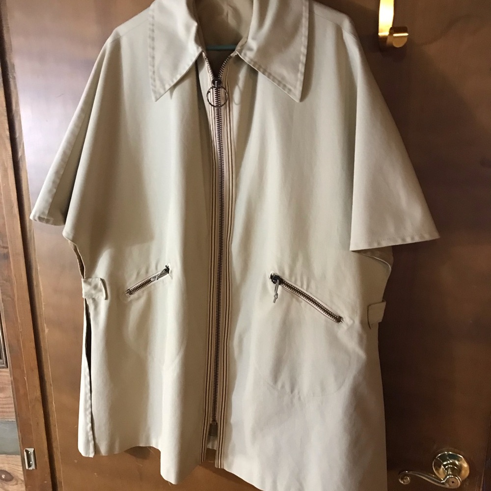 Retro Beige Canvas Cape Jacket